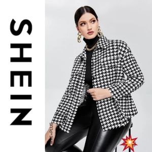 SHEIN | PLUS Amazing Houndstooth Buttondown Jacket - 4X